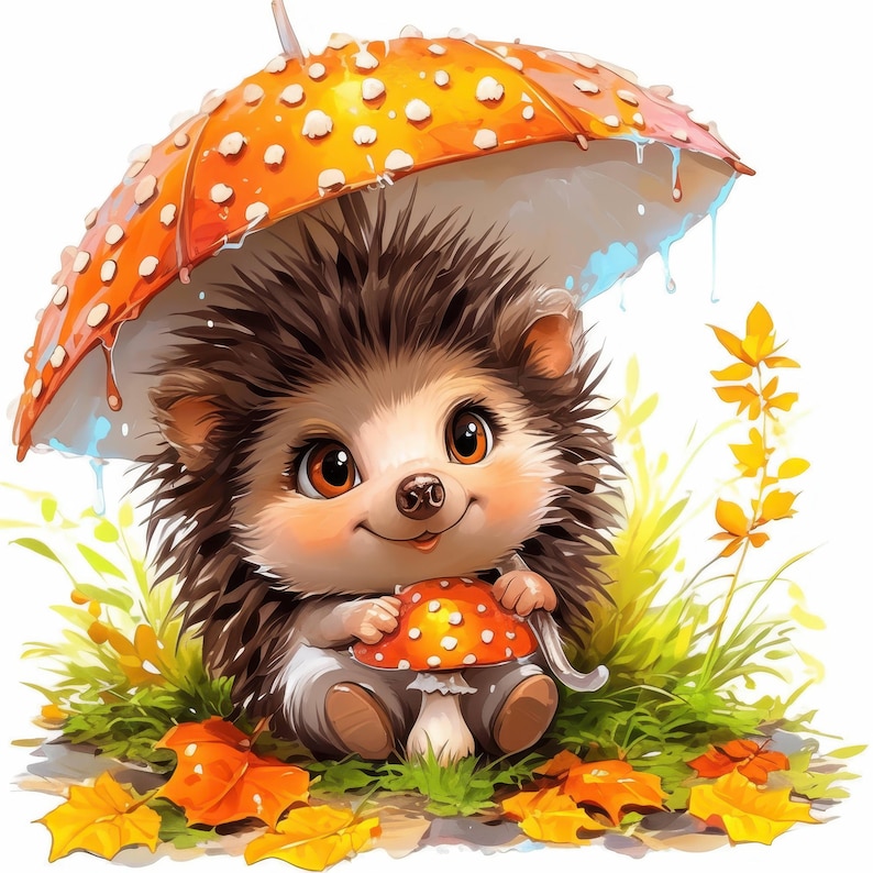 15 Cute Fall Hedgehog Clipart Bundle, Autumn Woodland Illustration ...