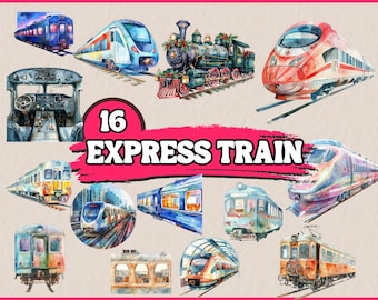 16 PNG Express Train Clipart | Fast Train Clipart, Super Speed Trains Clipart, Locomotive Illustrations | Commercial Use, Instant Download