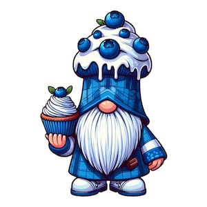 12 PNG Cupcake Gnomes Clipart 2 / Lindos gnomos, paquete de gnomos, gnomo de postre de fantasía, ilustración / Descarga instantánea para uso comercial
