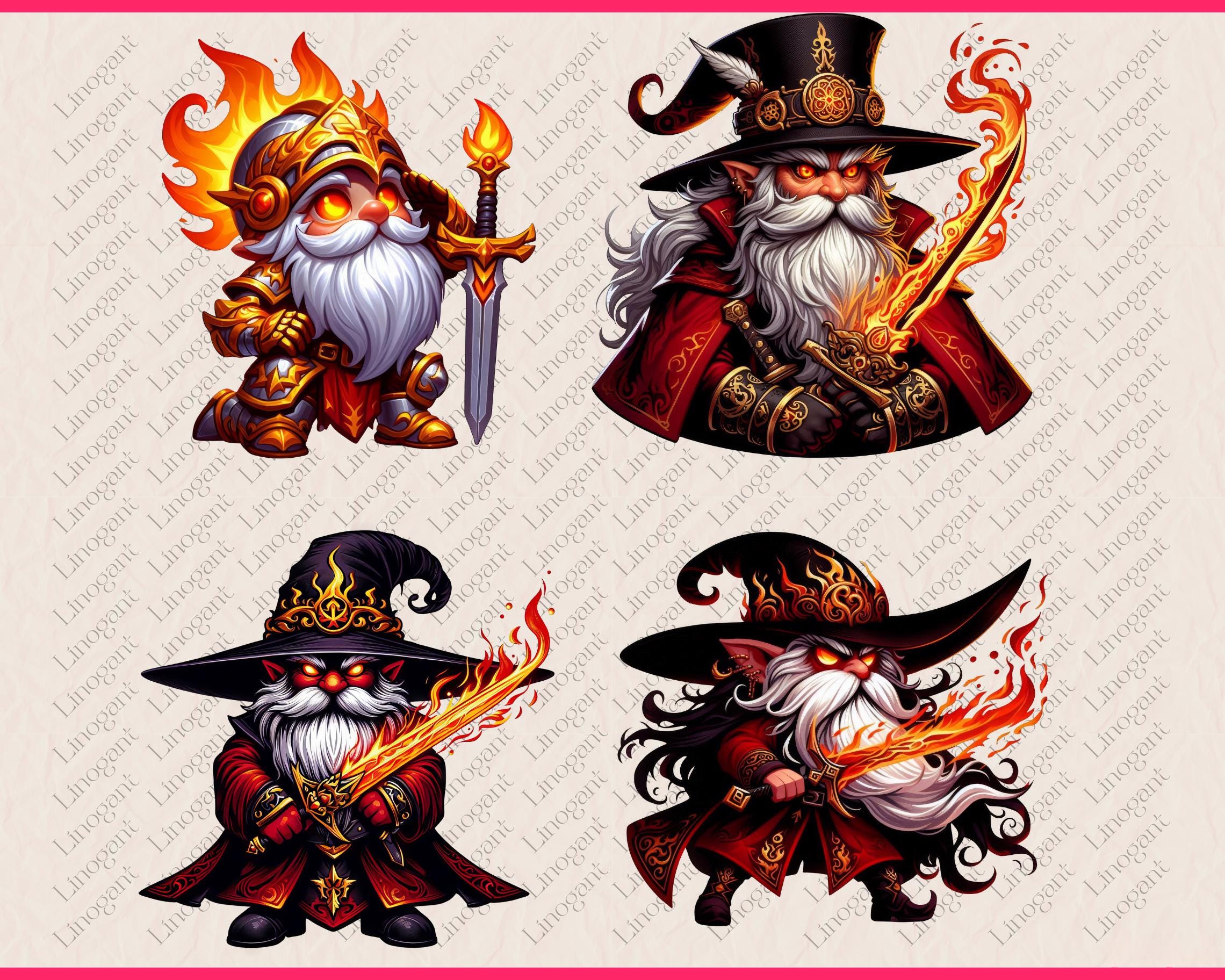 29 PNG Fiery Sword Gnomes Clipart, Halloween Magical Gnomes With Fire ...