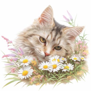 10 Garden Cats Clipart Bundle, Whimsical Outdoor Feline Illustration, Printable Watercolor Clipart, High Quality JPG, Paper Craft, Journals