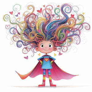 Quirky Super Hero Girl Clip Art 10 High Res Watercolor JPGs Junk Journaling, Scrapbooking, Card Making, Digital Download, Fantasy, Whimsical