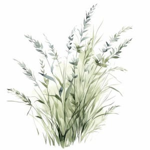 11 Sage Green Grass Clipart Bundle, Grass Field Illustration, Printable Watercolor Clipart, High Quality JPG, Paper Craft, Junk Journals