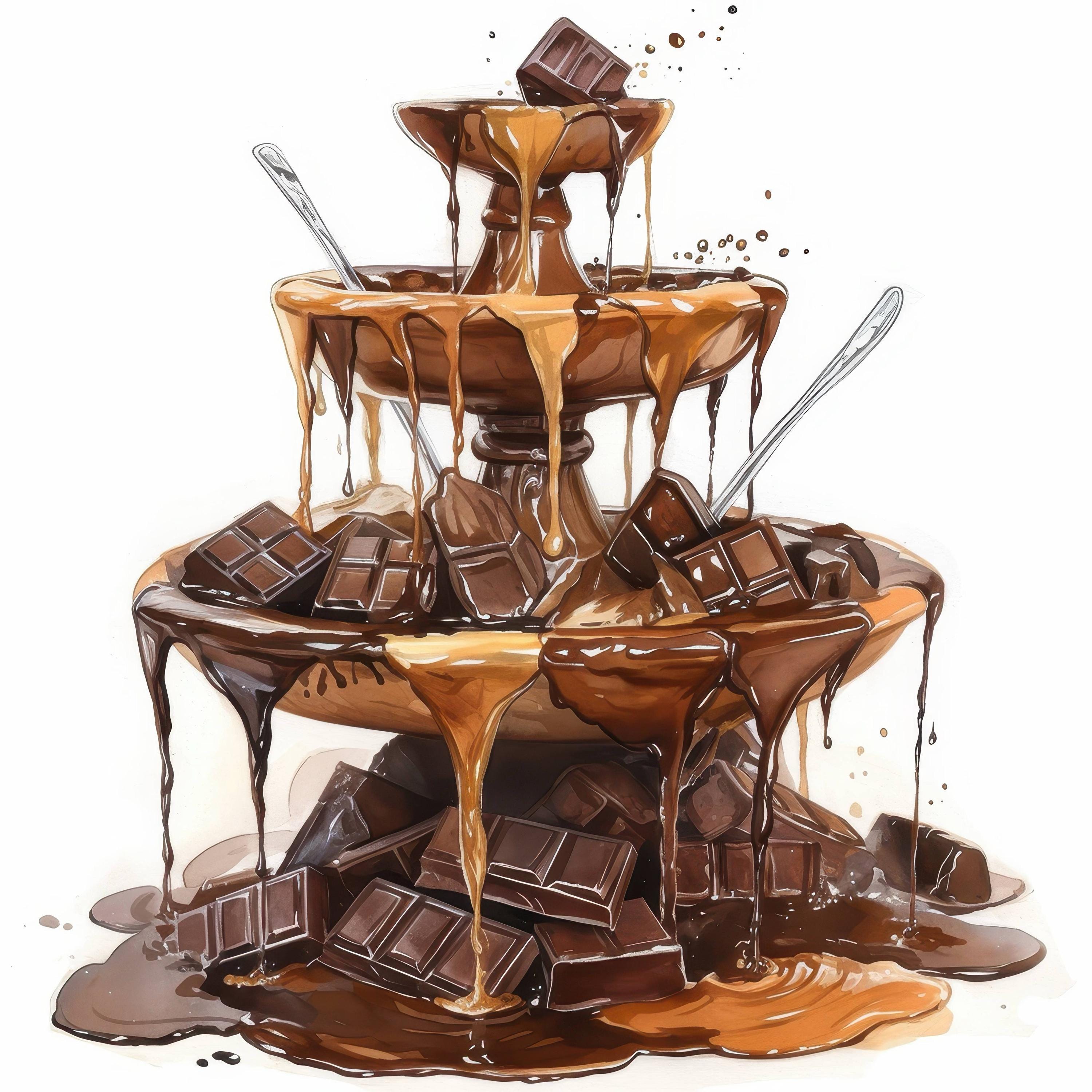 15 Chocolate Fountain Clipart Bundle, Sweet Dessert Illustration ...