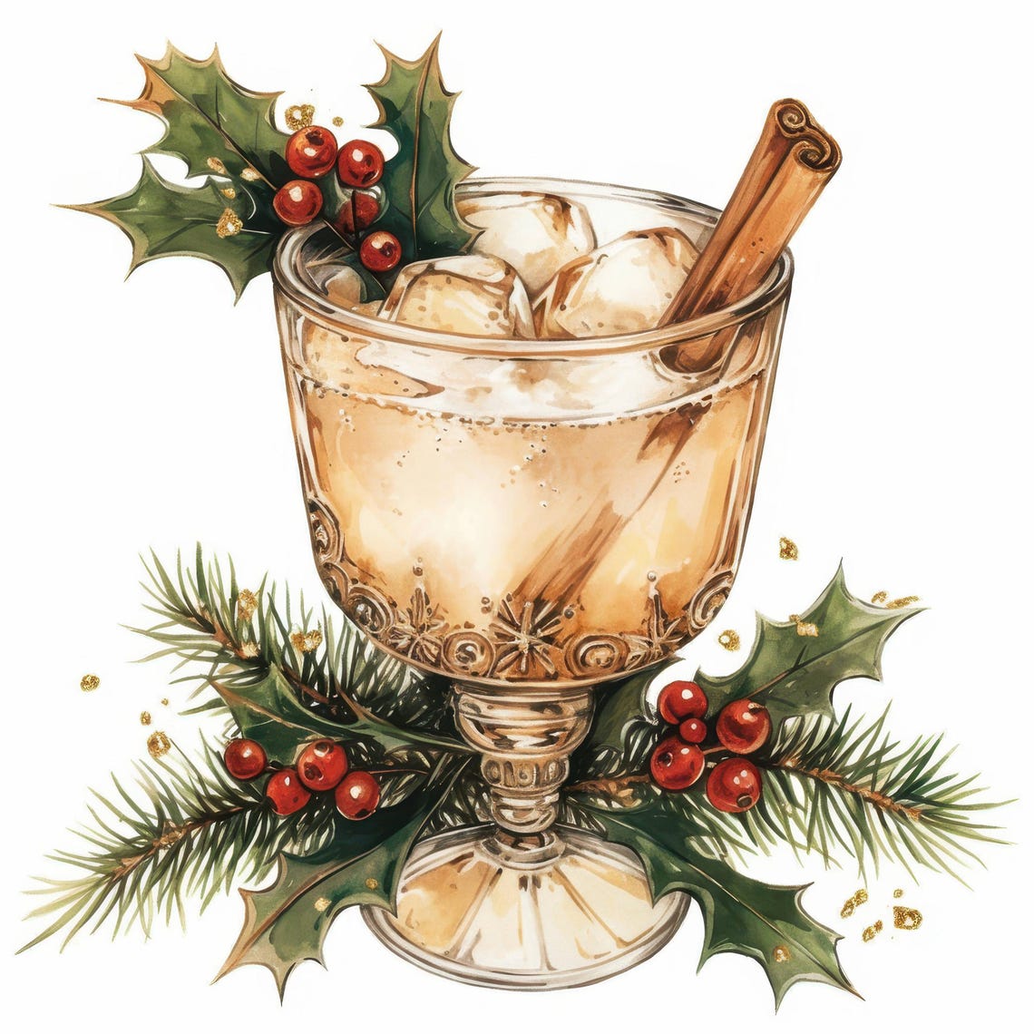 12 Eggnog Clipart Bundle, Festive Holiday Beverages Illustration ...