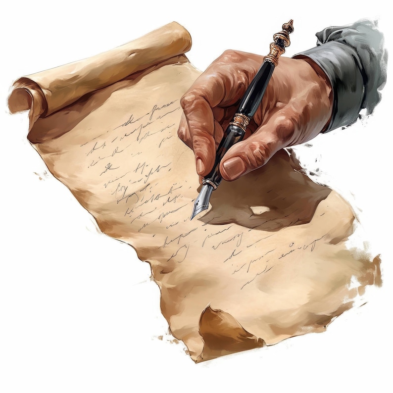 14 Quill Hand Writing Letter Clipart Bundle, Vintage Calligraphy ...