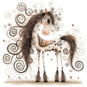Brown Frazzled Horse Clip Art 10 High Res Watercolor JPGs for Junk Journaling, Scrapbooking, Card Making, Digital Download,Fantasy,Whimsical