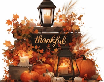 15 herfst Thanksgiving clipartbundel, seizoensgebonden herfstoogst illustratie, afdrukbare aquarel clipart, hoge kwaliteit JPG, Paper Craft