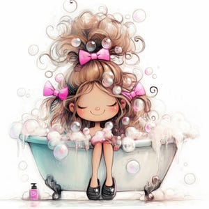 Quirky Bath Tub Clip Art 13 High Res Watercolor JPGs for Junk Journals, Scrapbook, Card Making, Digital Download, Fantasy, Whimsical, Beauty