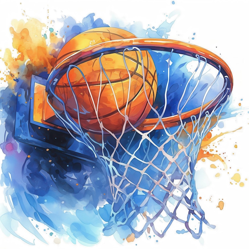 10 Basketball Clipart Bundle, Watercolor Sports Ball Illustration ...