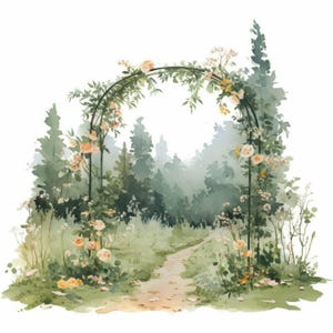 13 Forest Arch Clipart Bundle, Woodland Floral Decor Design, Printable Watercolor Clipart, High Quality JPG, Card Making,Paper Junk Journals