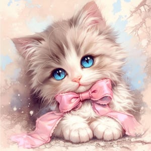 Adorable Little Cat Clip Art 11 High Res Watercolor JPGs for Junk Journaling, Scrapbooking, Card Making, Digital Download, Fantasy, Kitten