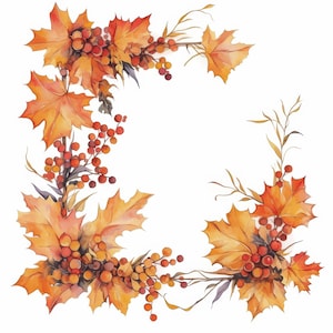 11 Fall Frame Clipart Bundle, Autumn Leaves Border Illustration ...