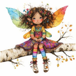 Quirky Little Fairy Clip Art 11 High Res Watercolor JPGs Junk Journaling, Scrapbooking, Card Making, Digital Download, Fantasy, Whimsical
