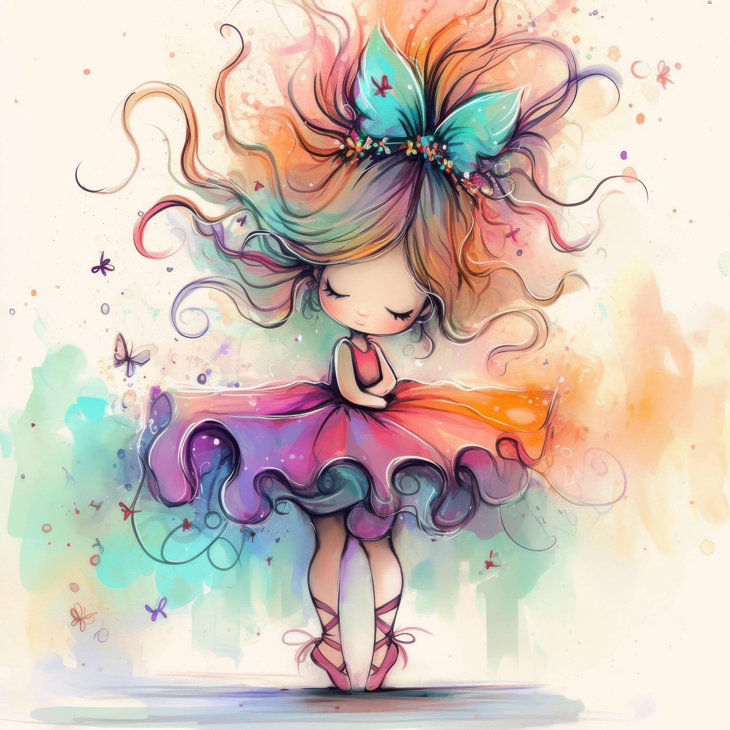 Quirky Ballet Dancer Clip Art 10 High Res Watercolor Jpgs for Junk
