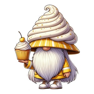 12 PNG Cupcake Zwerge Clipart | Süße Gnome, Konditorei, Konfektzwerg, Illustration | Sofort Download für kommerzielle Nutzung