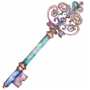 Victorian Key 17 High Res Watercolor JPGs for Junk Journaling, Scrapbooking, Card Making, Digital Download, Fantasy, Nostalgic, Vintage