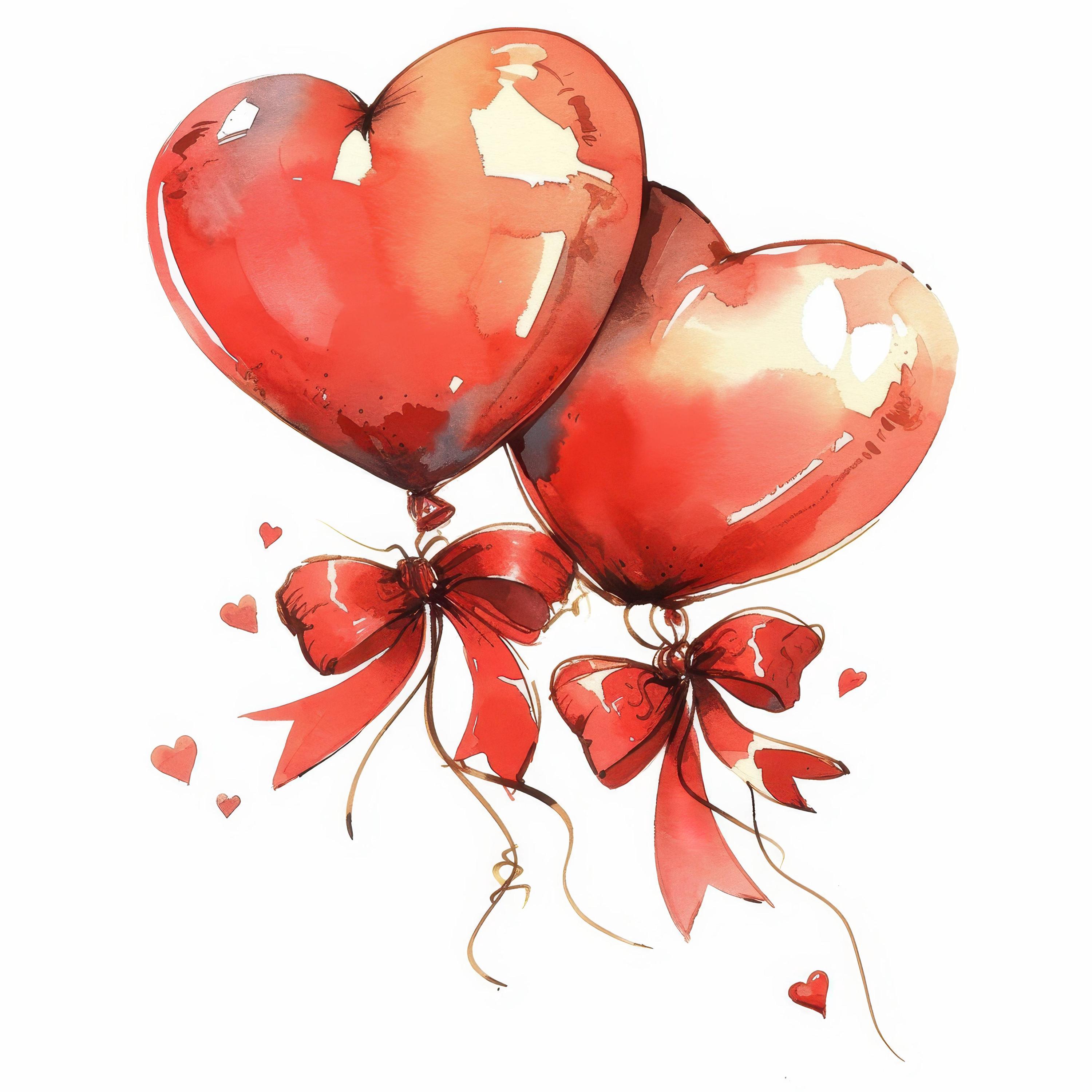 14 Valentine Balloon Clipart Bundle, Romantic Heart Balloon Design ...
