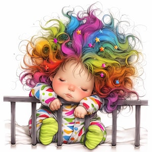 Quirky Baby's Crib Clip Art 11 High Res Watercolor JPGs Junk Journaling, Scrapbooking, Card Making, Digital Download Kit, Fantasy, Whimsical