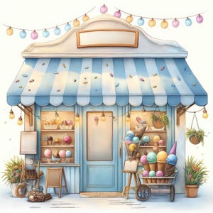Ice Cream Seller Clip Art 14 High Res Watercolor JPGs for Junk Journaling, Scrapbooking, Card Making, Digital Download, Fantasy, Charming