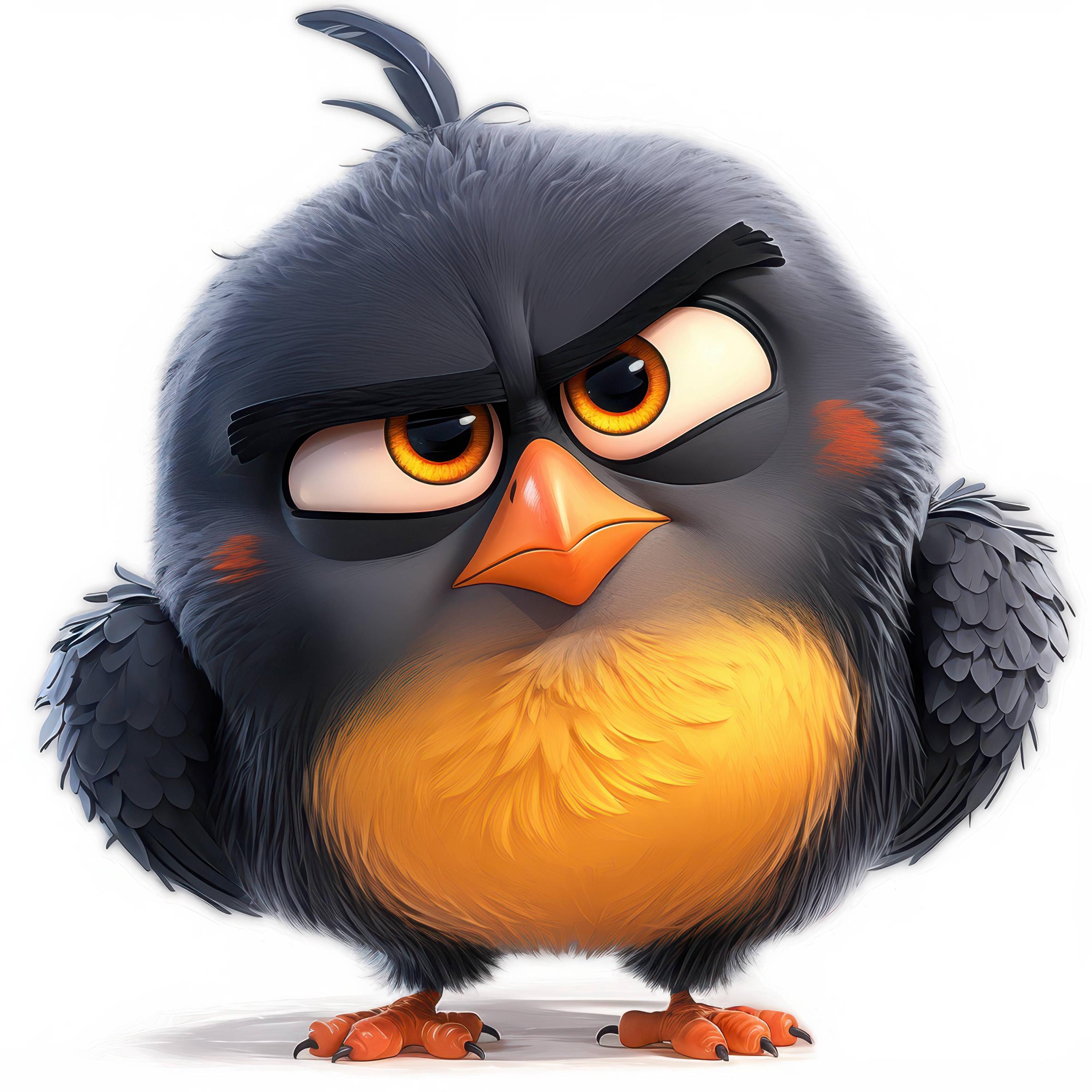 24 Grumpy Birds Clipart Bundle, Cute Fluffy Feathered Character ...