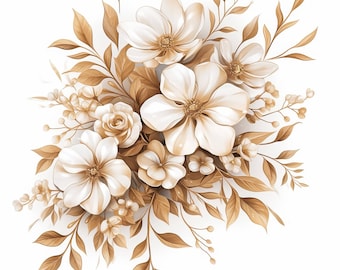13 Abstract White Flowers Clipart Bundle, Minimal Botanical Illustration, Printable Watercolor Clipart, High Quality JPG, Paper Craft