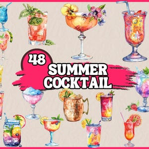 Watercolor Summer Cocktail Clipart Bundle, Sweet Sour Delicious Mixed ...