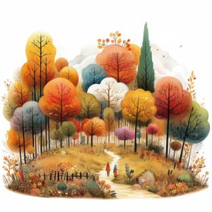 Whimsical Autumn Woodland Clip Art 10 High Res Watercolor JPGs for Junk Journals, Scrapbooking, Card Making, Digital Download, Paper Craft