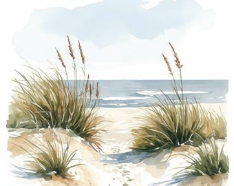 13 Dunes Grass Landscape Clipart Bundle, Sandy Field Scene, Printable Watercolor Clipart, High Quality JPG, Paper Craft, Junk Journals