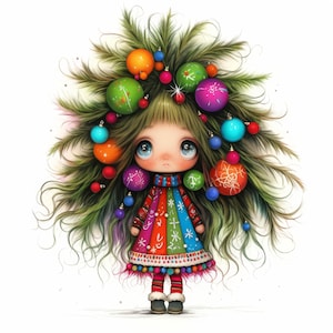 Quirky Christmas Wreath Clip Art 10 High Res Watercolor JPGs Junk Journals, Scrapbooks, Card Making, Digital Download, Fantasy, Whimsical