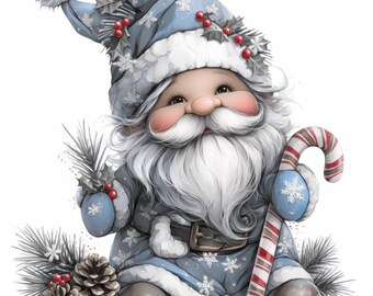13 Christmas Gnome Watercolor Clipart, Holiday Nordic Character Illustration, Printable Watercolor Clipart, High Quality JPG, Paper Craft