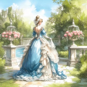 13 Victorian Lady With Ball Dress Clip Art | Watercolor Illustrations | High Quality JPGs | Digital Download | Paper Craft | Junk Journals