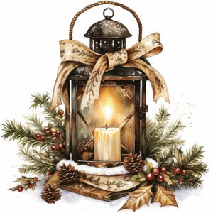 10 Rustic Candle Lantern Clipart Bundle, Vintage Glow Illustration, Printable Watercolor Clipart, High Quality JPG, Paper Craft, Journals