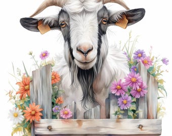 24 Funny Goat Clipart Bundle, Humorous Farm Animal Illustration, Printable Watercolor Clipart, High Quality JPG, Paper Craft, Junk Journals