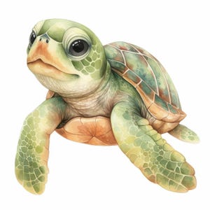 11 Turtle Clipart Bundle, Sea Turtle Illustration, Printable Watercolor Marine Turtle Clipart, High Quality JPG, Paper Craft, Junk Journals