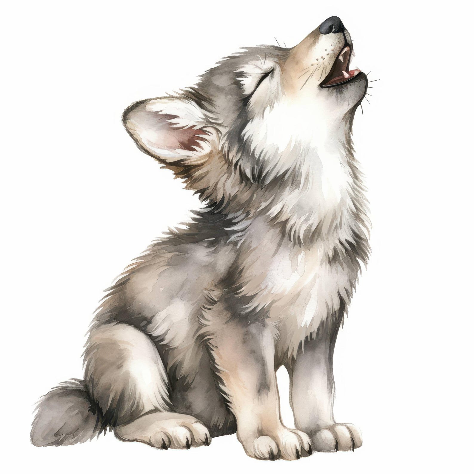 17 Cute Wolf Pup Clipart Bundle, Adorable Howler Illustration ...