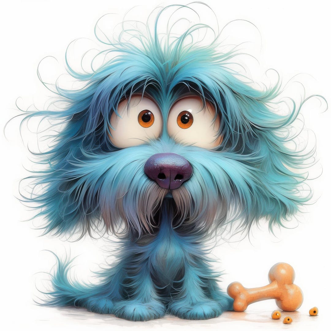 Cute Whimsical Dog #2 Clip Art 11 High Res Watercolor Jpgs for Junk ...