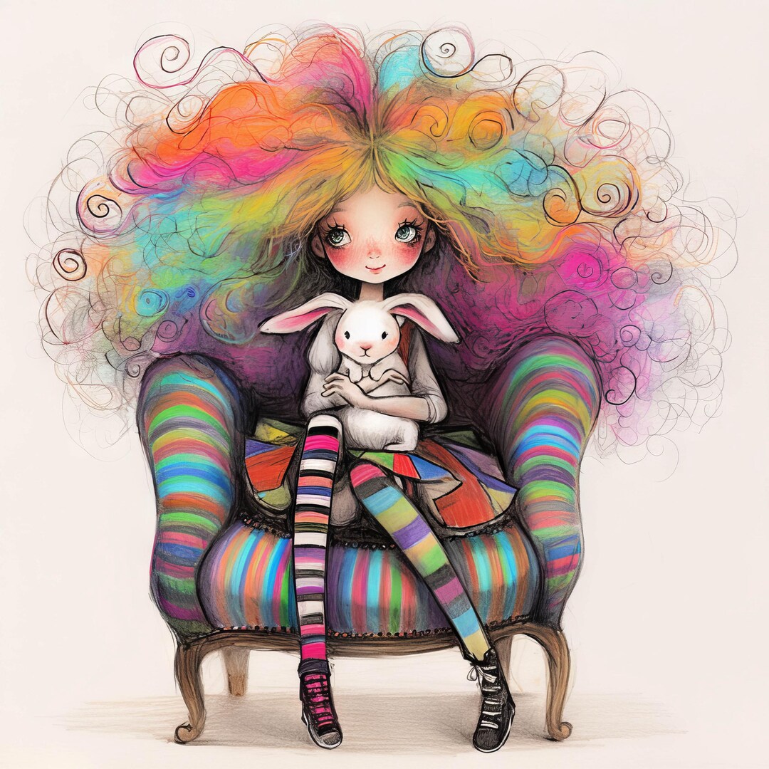 Frazzled Bunny Clip Art 10 High Res Watercolor Jpgs Junk Journaling ...