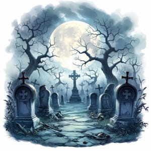 Spooky Gravestones Clip Art 11 High Res Watercolor JPGs Junk Journals, Scrapbooking, Card Making, Digital Download Kit, Fantasy, Whimsical