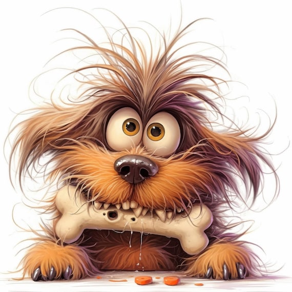 Quirky Crazy Dog Clipart 11 High Res Watercolor Jpgs for Junk