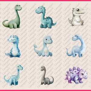 Watercolor Cute Dinosaur Clipart Bundle, Dino Nursery Decor Clip Art ...