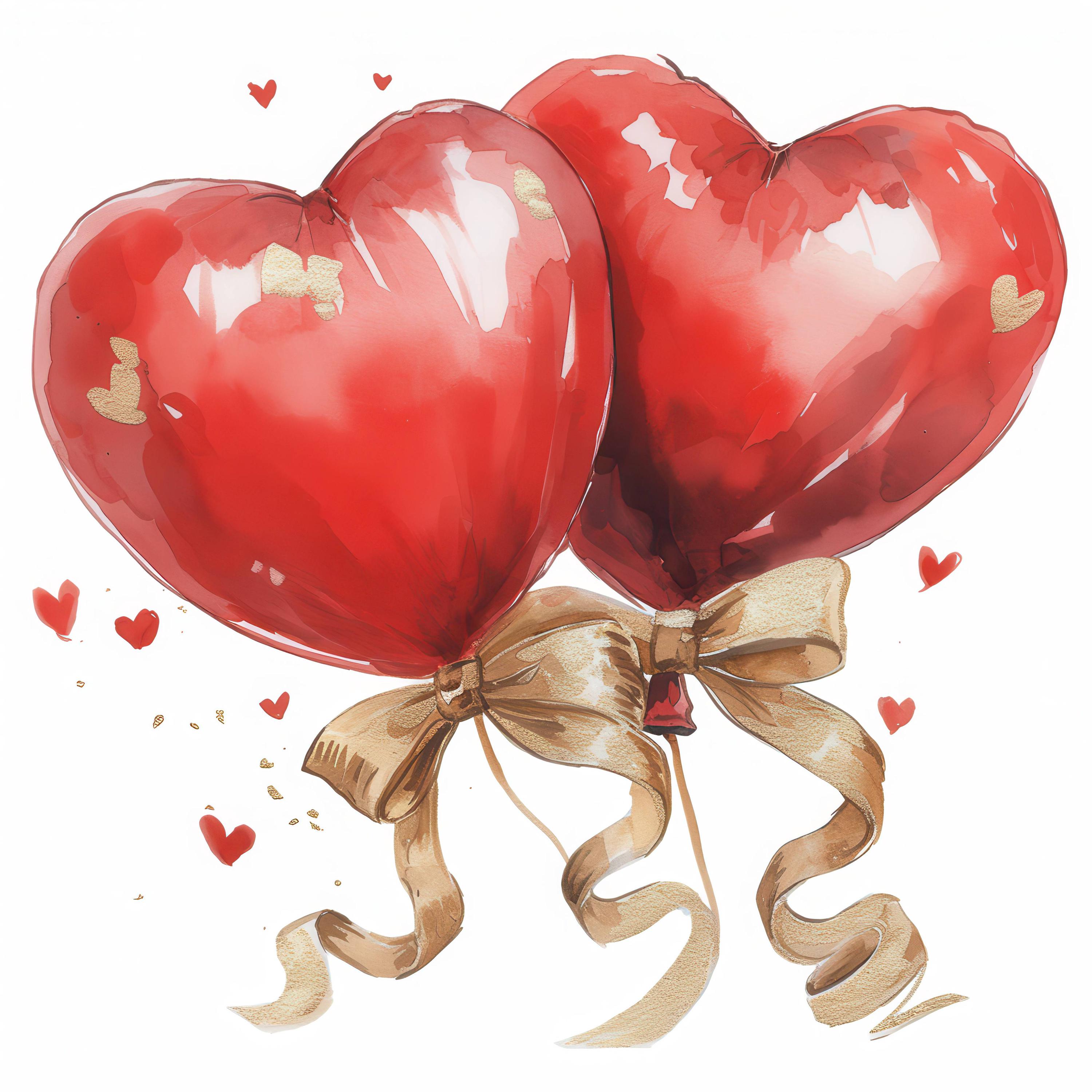 14 Valentine Balloon Clipart Bundle, Romantic Heart Balloon Design ...