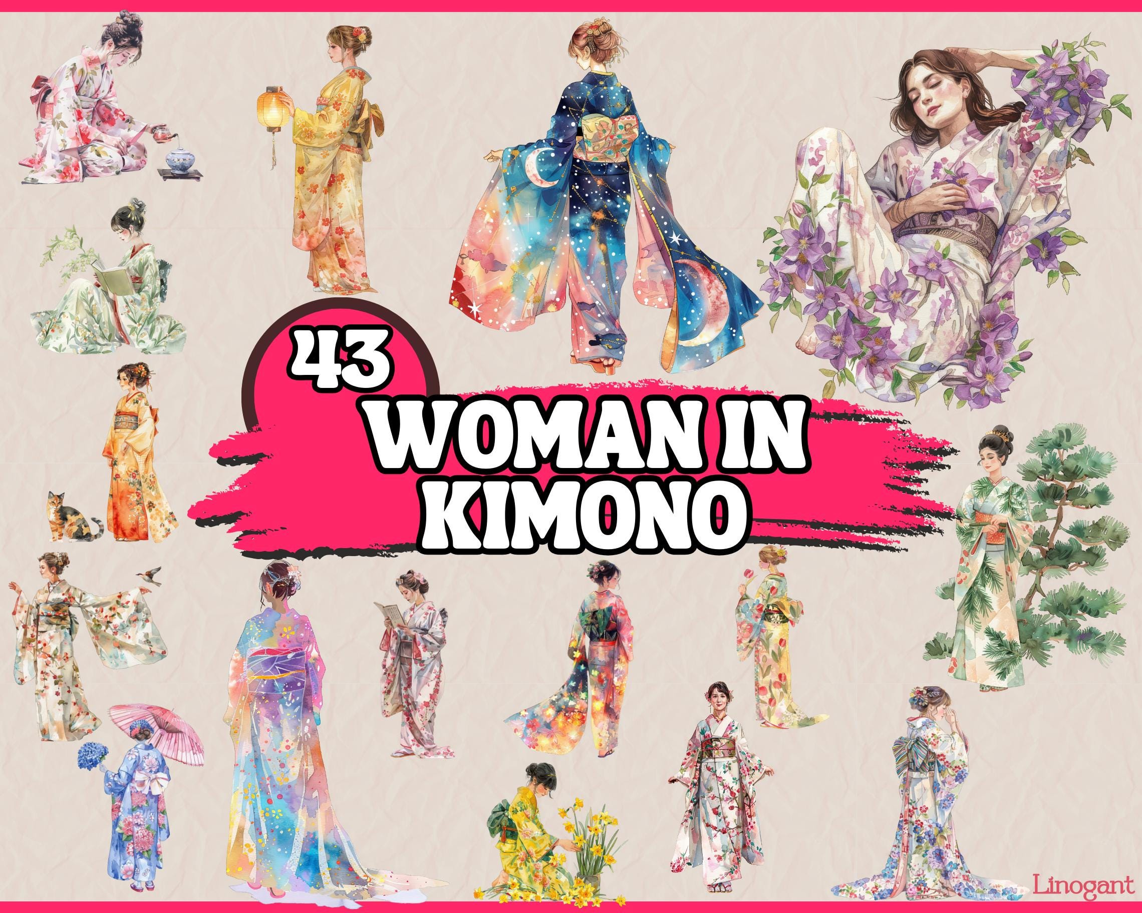 Kimono - Japanese Geisha with a parasol | Fine Art Print – Louise Dean - Artist