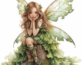 13 Forest Fairy Clipart Bundle, Whimsical Woodland Illustration, Printable Watercolor Clipart, High Quality JPG, Paper Craft, Junk Journals