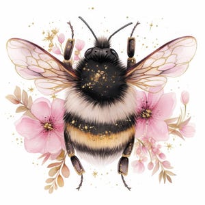 15 Honey Bee Clipart Bundle, Golden Bee Illustration, Printable Watercolor Clipart, High Quality JPG, Paper Craft, Junk Journals