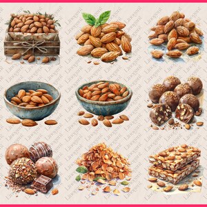 66 PNG Almond Clipart Bundle, Nuts Clip Art Set, Box, Sack, Bowl of ...