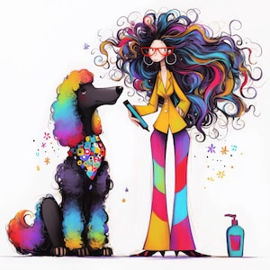 Weird Colorful Dog Clip Art 11 High Res Watercolor JPGs for Junk Journals, Scrapbooking, Card Making, Digital Download, Fantasy, Whimsical