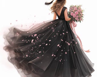 Pacote com 11 cliparts de formatura para meninas, ilustração de comemoração acadêmica de estudantes, clipart em aquarela para impressão, JPG de alta qualidade, artesanato em papel