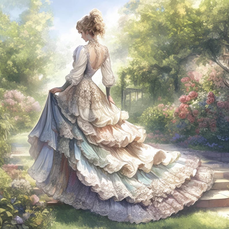 12 Elegant Victorian Lady Clipart | Printable Watercolor Illustrations | High Quality JPGs | Digital Download | Paper Craft | Junk Journals