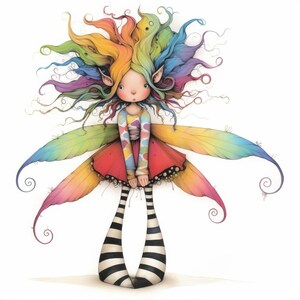 Quirky Pixie Girl Clip Art 10 High Res Watercolor Jpgs Junk Journaling ...